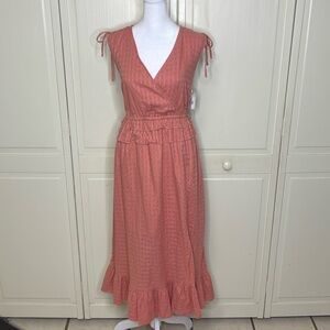 CASLON Women's Faux Wrap Ruffle Dobby Midi Dess Size S